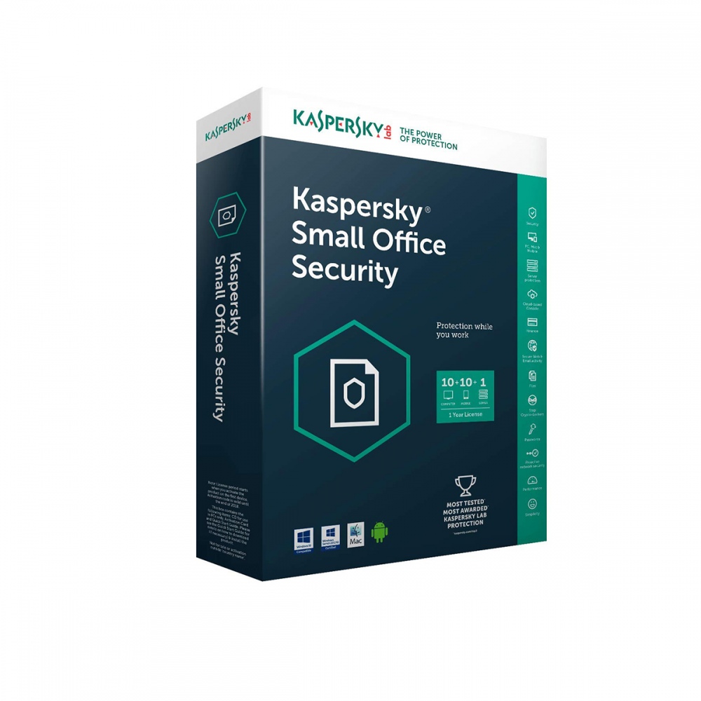 софт. Kaspersky Small Office Security RENEW 10 workstation+1FS+10Mobile