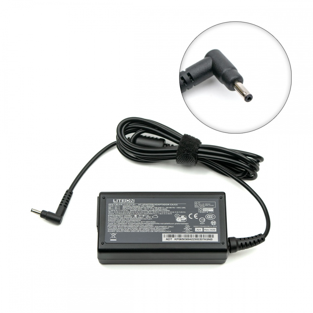 AC Adapter Acer Notebook 19V 65W 3.42A (3.0x1.0) 3 prong Black