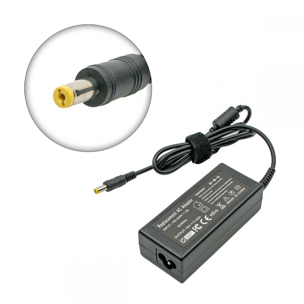 Захранващ Адаптер (заместител) 19V 3.42A 65W (5.5x1.7) 3 prong Acer