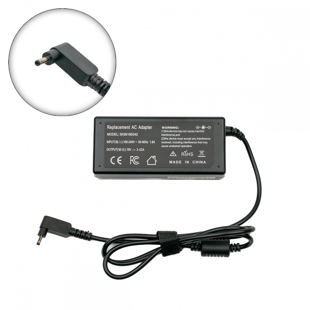 Захранващ адаптер (заместител) 19V 3.42A 65W (3.0x1.0) 3 prong - за Acer